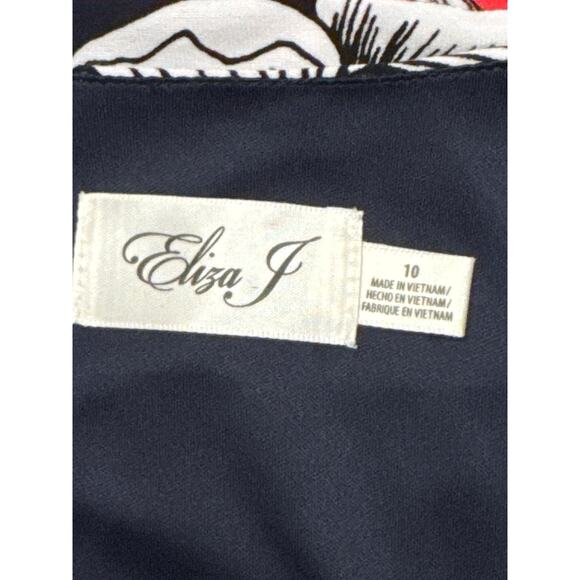 Eliza J Blue and White Floral Sleeveless Dress Size 10 - Picture 6 of 7